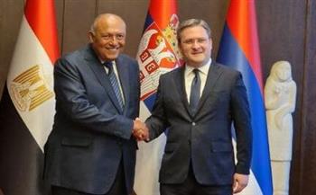   وزير الخارجية ‫سامح شكري نظيره الصربي "نيكولا سيلاكوفيتش"