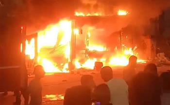   حريق هائل داخل سوق حلوان