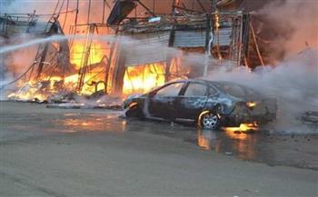   السيطرة على حريق داخل محل سيارات فى الهرم