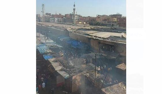 السيطرة على حريق السوق التجاري بالقنطرة غرب بالإسماعيلية 
