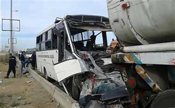   اصطدام أتوبيس سياحي بسيارة نقل على صحراوي المنيا يسفر على 7 وفيات وإصابة آخرين 