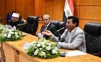 وزيرا الشباب والرياضة والأوقاف ومحافظ القليوبية يشهدون لقاء حواري مع شباب المحافظة