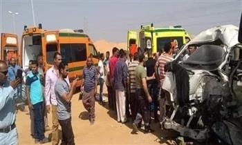مصرع شخصين وإصابة 4 آخرين في حادث تصادم على طريق أسيوط الغربي