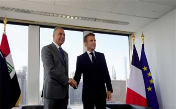   رئيس الوزراء العراقى يبحث مع الرئيس الفرنسي التحضير لعقد مؤتمر بغداد 2 للتعاون والشراكة