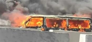   تفحم سيارة ميكروباص في الشيخ زايد نتيجة ماس كهربائي