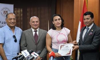 وزير الرياضة يُكرم سمر حمزه ويحيي قنديل ومحمد طارق الرشيدي