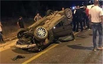 إصابة 4 أشخاص فى حادث انقلاب ملاكى على صحراوى بنى سويف