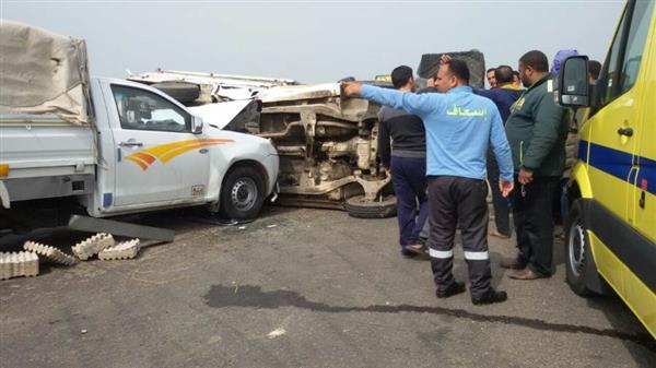 إصابة 6 أشخاص فى حادث سير على طريق بنى سويف الفيوم
