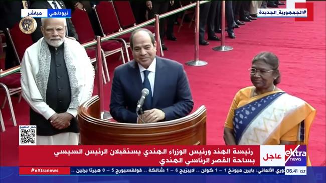 رئيسة الهند تستقبل السيسي في قصر "راشتراباتي بهافان" الجمهوري بنيودلهي