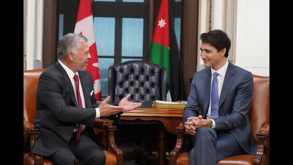 العاهل الأردني ورئيس وزراء كندا يبحثان تطورات الأوضاع على الساحتين الإقليمية والدولية