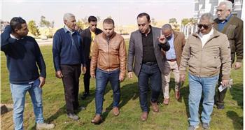 رئيس جهاز الشروق يتفقد مشروع إستكمال زراعة وتجميل المسطحات الخضراء بالمدينة 