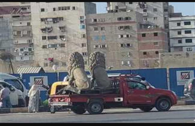 محافظة الإسكندرية: تمثالي الأسدين من المجسمات المتهالكة وازيلت لتوسعة الشارع