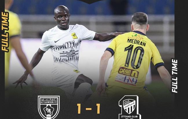 التعاون يتعادل مع اتحاد جدة بهدف لكل منهما في دوري روشن السعودي
