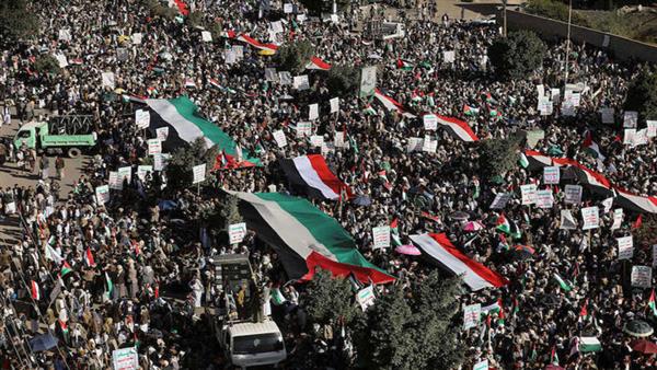 تظاهرات حاشدة في المدن اليمنية تضامناً مع الشعب الفلسطيني
