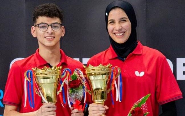 بدر ومريم يتوجان بذهبية الزوجي المختلط تحت 19 عامًا بالبطولة الدولية لتنس الطاولة