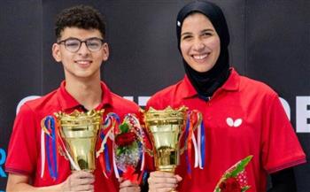   بدر ومريم يتوجان بذهبية الزوجي المختلط تحت 19 عامًا بالبطولة الدولية لتنس الطاولة