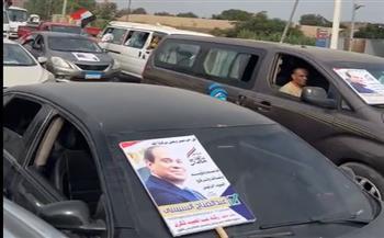 رشاد شكري ينظم مسيرة بالسيارات لدعم الرئيس السيسي فى انتخابات الرئاسة.. فيديو وصور