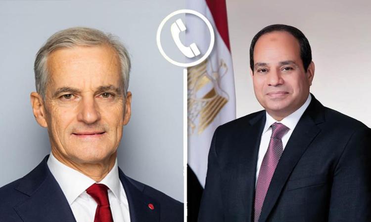 الرئيس المصري يتلقى اتصالا هاتفيا من رئيس وزراء النرويج لبحث تطورات الأوضاع في غزة