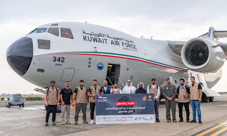 إقلاع الطائرة الـ21 من الجسر الجوي الكويتي لإغاثة أهالي غزة متجهة إلى مطار العريش