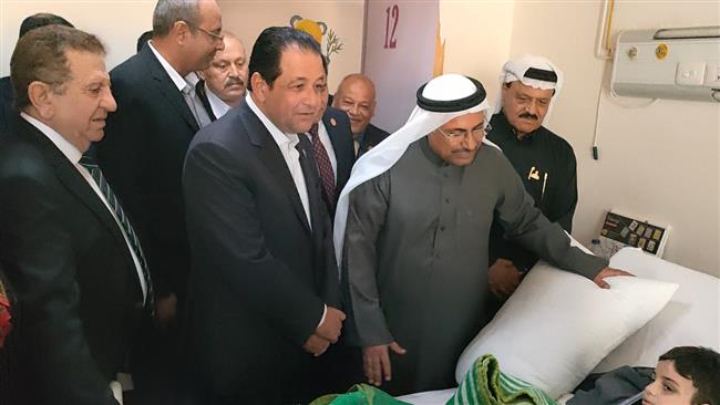 وفد البرلمان العربي يزور الجرحي الفلسطينيين في مستشفى العريش العام 