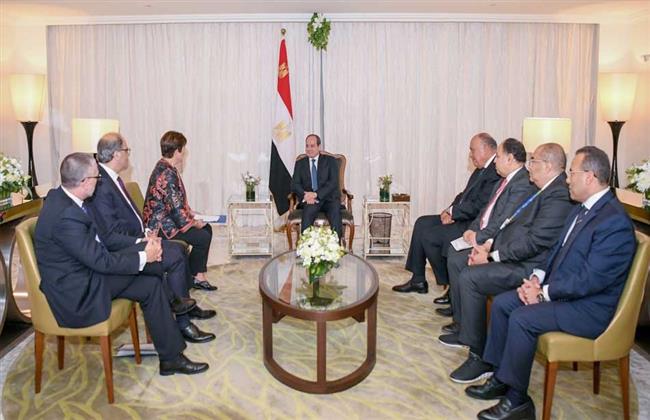 الرئيس السيسى يستقبل بمقر إقامته فى دبى المدير التنفيذي لصندوق النقد الدولى
