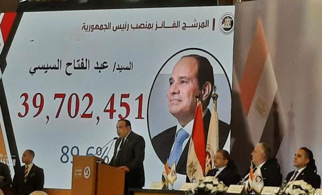 السيسي يفوز بولاية رئاسية ثالثة بنسبة 89.6%