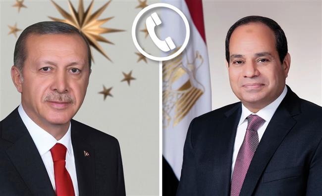 الرئيس عبد الفتاح السيسي يتلقى اتصالاً هاتفياً من الرئيس التركي رجب طيب أردوغان