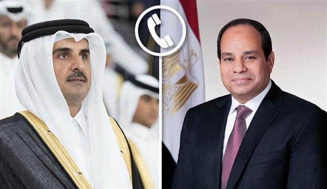  الرئيس عبد الفتاح السيسي يتلقى اتصالاً هاتفياً من الشيخ تميم بن حمد آل ثاني أمير دولة قطر