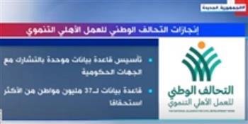 إكسترا نيوز تستعرض إنجازات التحالف الوطني للعمل الأهلي التنموي