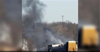   حريق هائل يلتهم قطارا مكونا من 50 عربة فى أمريكا