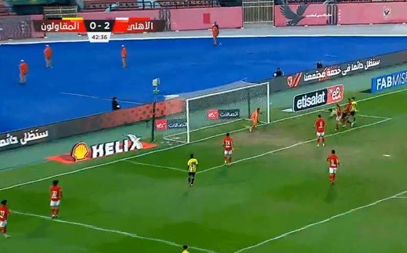 الأهلي يتقدم بثنائية في الشوط الأول على المقاولون العرب 
