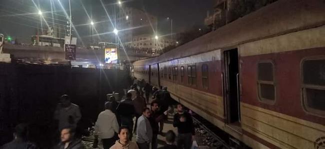 خروج قطار منوف عن القضبان بقليوب