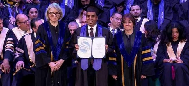 حصول الباحث شريف ابراهيم على الماجستير من جامعة إسلسكا الفرنسية 