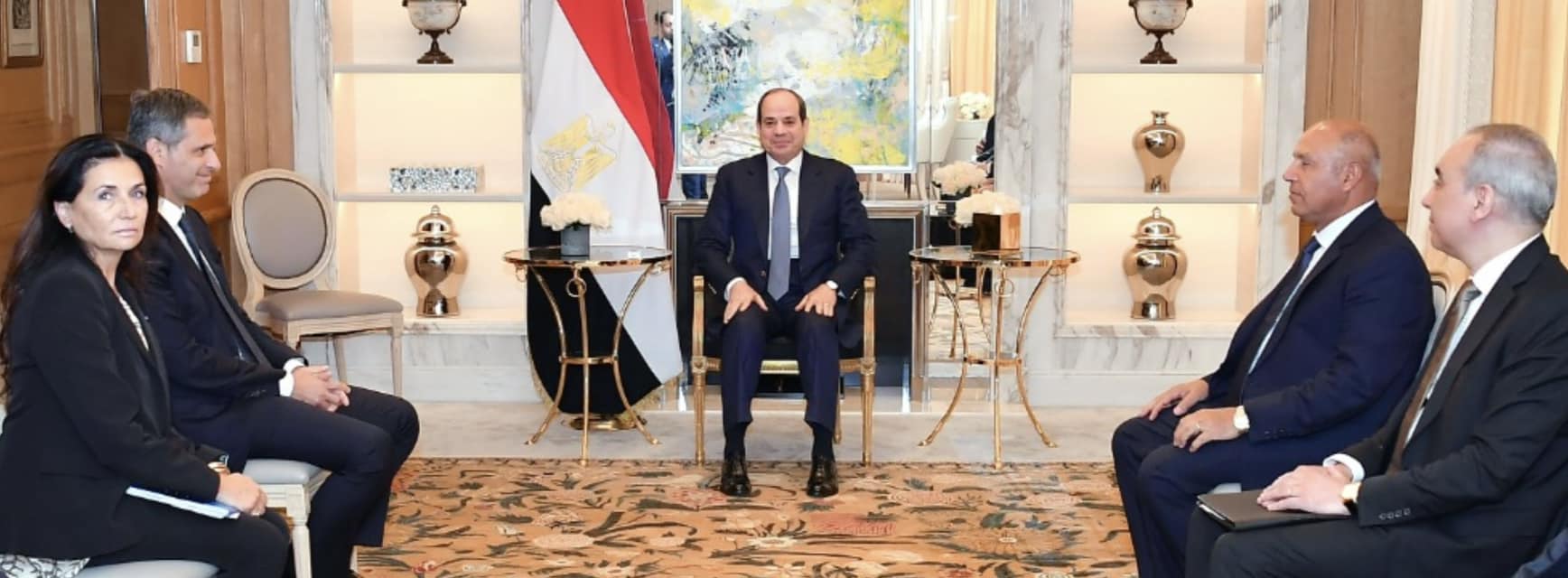 الرئيس السيسي يبحث سبل توسيع وتعميق أنشطة شركة الخطوط الملاحية الفرنسية العالمية في مصر