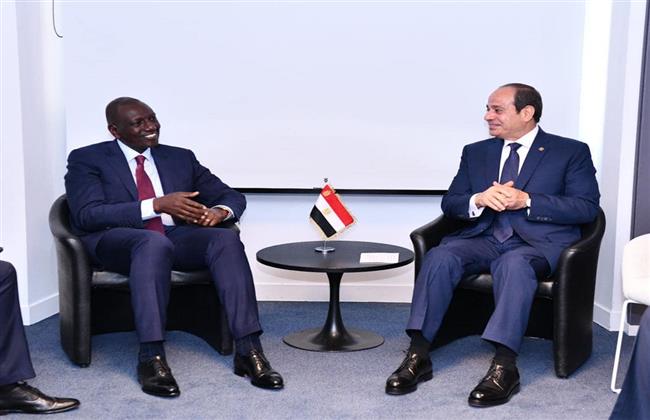 الرئيس السيسى يبحث مع نظيره الكينى بباريس مستجدات الوضع فى السودان