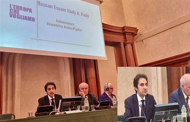 بسام راضى يشرح موقف مصر من قضية الهجرة غير الشرعية أمام مجلس الشيوخ الإيطالي