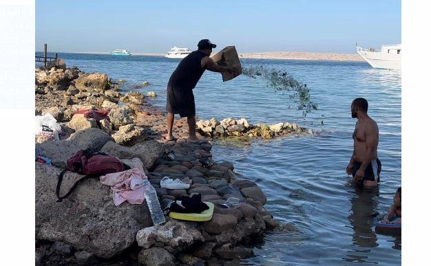 أثار غضب المحافظ .. القبض على شخص ألقى زجاجات فارغة بمياه البحر فى الغردقة