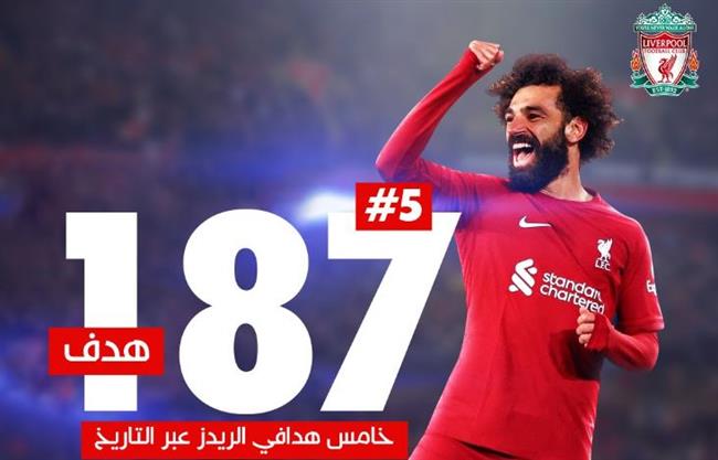 صلاح يرتقي للمركز الخامس في سجل هدافي ليفربول عبر التاريخ