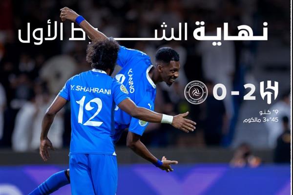 الزعيم الهلالي يتقدم 0/2 علي الشباب بالشوط الأول