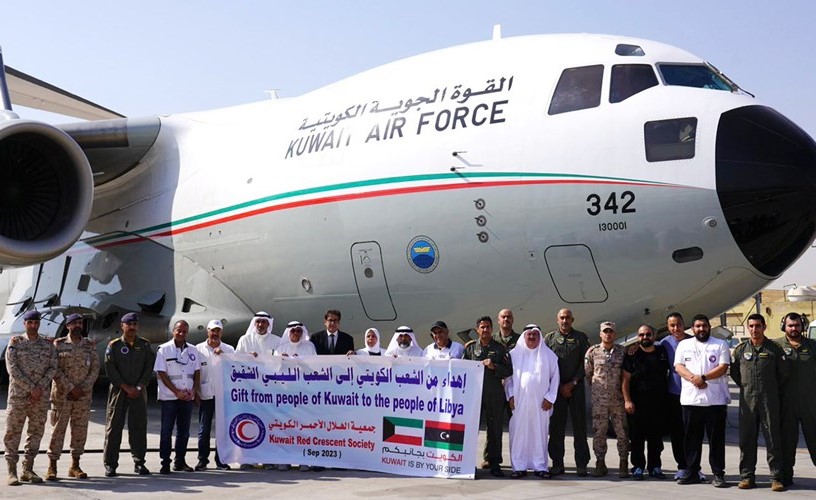إقلاع طائرة الإغاثة الرابعة الكويتية إلى ليبيا بـ10 أطنان من المواد الإغاثية والطبية