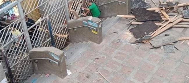 انهيار جزء من محور الفريق كمال عامر بـ بولاق الدكرور