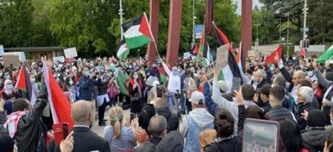 الجاليات العربية في النمسا تتظاهرون في وسط فيينا تضامنا مع غزة