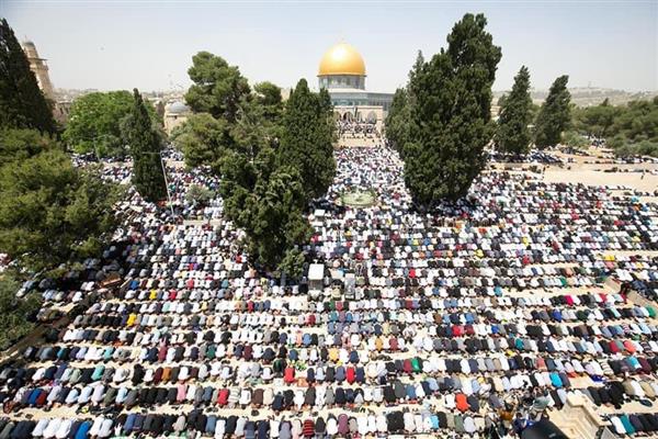 12 ألفا يؤدون صلاة الجمعة في رحاب المسجد الأقصى
