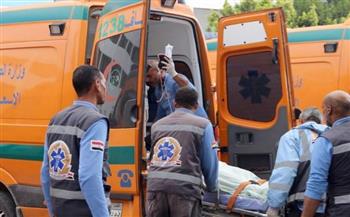   مصرع 4 أشخاص في حادث تصادم 3 سيارات نقل بصحراوي بني سويف