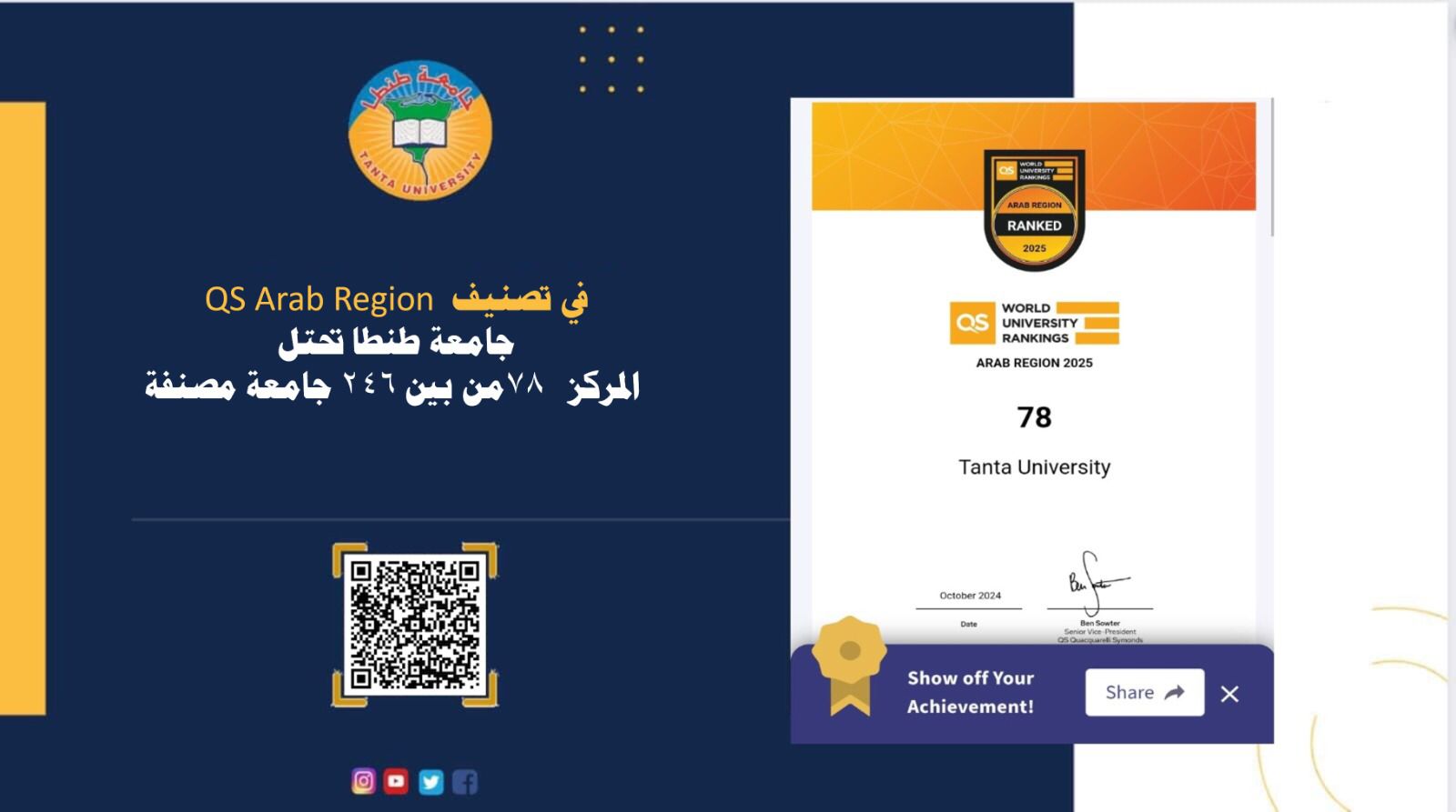 في تصنيف QS Arab Region.. جامعة طنطا تحتل المركز الـ78