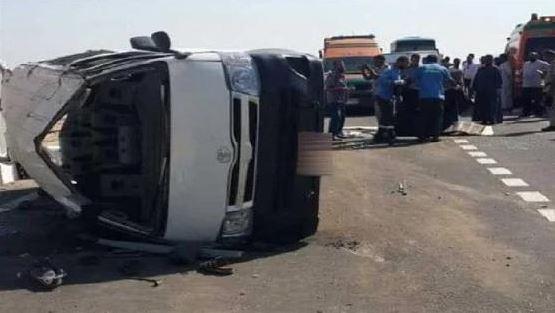 إصابة 7 إثر حادث انقلاب سيارة ميكروباص على طريق مطروح.. بالأسماء