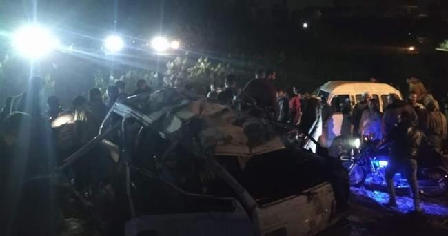 إصابة 9 أشخاص والبحث عن طفلة مفقودة فى انقلاب سيارة بمصرف بـ القليوبية