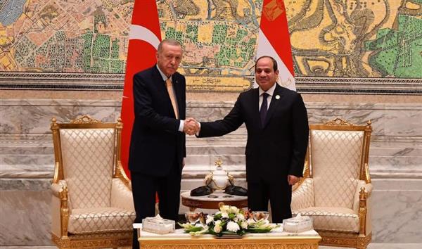 السيسي وأردوغان يؤكدان على ضرورة مواصلة تعزيز التعاون الثنائي بين البلدين