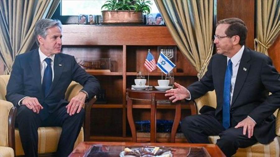 "بلينكن" يبحث مع الرئيس الإسرائيلي تطورات الوضع في قطاع غزة