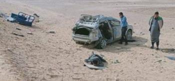 بالأسماء.. إصابة 4 أشخاص فى حادث تصادم سيارة بعامود إنارة بـ الوادي الجديد